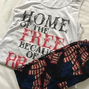 LulaRoe legging and Patriotic Tank